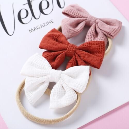 18pcs/lot Handtied Fabric Bow Headband Soft Nylon Headband Baby girl Hair Accessory