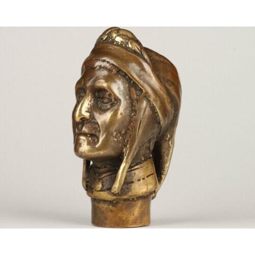 Superb Vintage Collection Old Handmade Brass Claus Statue Crutch Handle