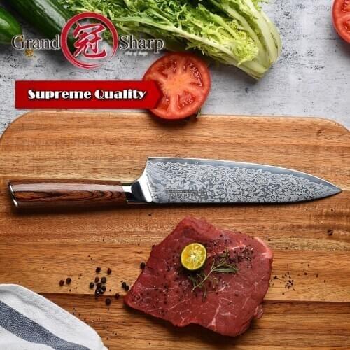 Professional Chef Knife Genuine German Stainless Steel Sanding Laser Pattern Knives Sharp Blade Cooking Tool Gift Box Sheath NEW