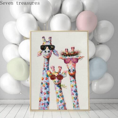 Cartoon Giraffes family Poster Wall Art Decor Home Decor Canvas Painting Print Canvas Art Pictures for Childrens Room Nordic