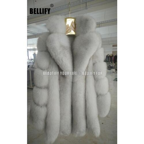 2020 luxury Women real Fox fur coats With Big collar amazing Celebrities queen Style stunning natural down jacket female winter