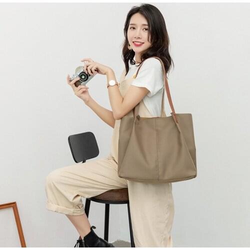 Women Nylon Oxford Handbag Beach Bag Large Capacity Women Shoulder Bag Environmental Storage Handbag Reusable Eco Grocery Totes