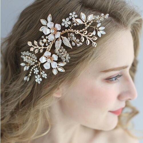 Floralbride Handmade Alloy Crystal Rhinestone Pearls Wedding Hair Clip Barrettes Bridal Headpiece Hair accessories Women Jewelry