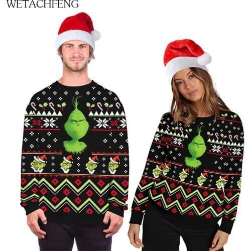 Funny Cute Cartoon Anime 3D Ugly Christmas Mens Sweater O Neck Autumn Winter Pullovers Tops Unisex Jumper Sweatshirts Clothes