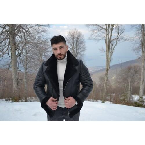 YASIN ANTILOP Genuine Leather %100 Original Real Sheepskin Shearling Leather high quality Bomber Flying Retro Jacket
