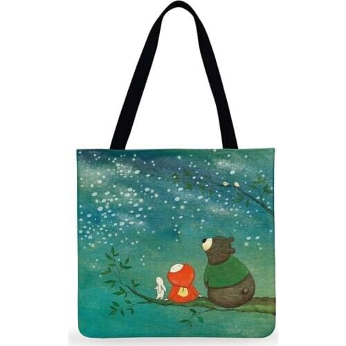 Ladies Shoulder Bag Beach Tote Little Red Cartoon Illustration Painting Print Bag For Women Casual Tote Foldable Shopping Bag