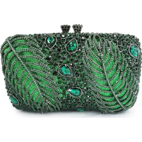 Women Green Purple Yellow Crystal Evening Bag Minaudiere Handbags Purses Bridal Party Diamond Metal Clutches Bags Evening Bags