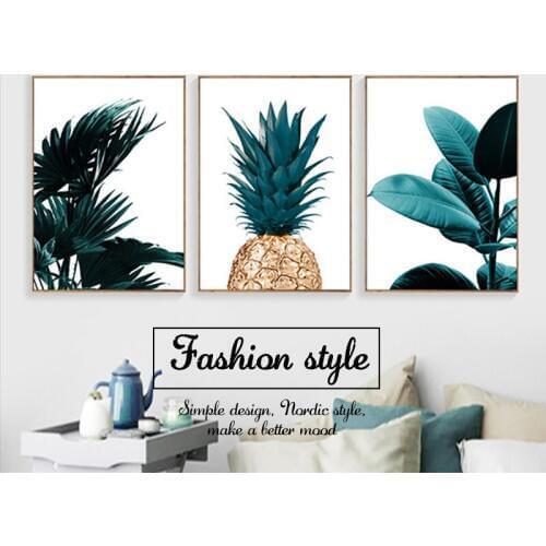 1 Panel Modern Canvas Oil Painting Art Painting Nordic Pineapple And leaves Wall Poster Picture HD Print And Print Plant Art Can
