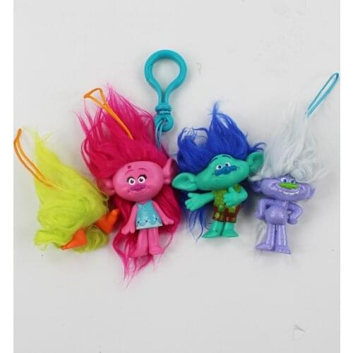 1pcs 4-7cm Troll Pvc Figures Keychain Pendant Toys Doll Poppy DJ Suki Guy Diamond Cooper Branch Figure Birthday Gift For Kid