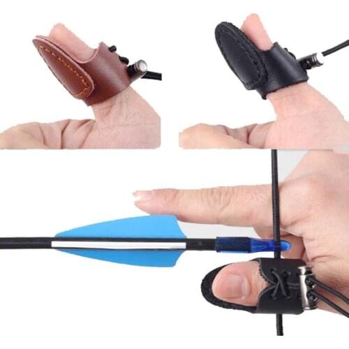 1pcs Archery Target Finger Guard Thumb Finger Tip Protector Guard Ring Tab Leather Adjustable Hunting Practice