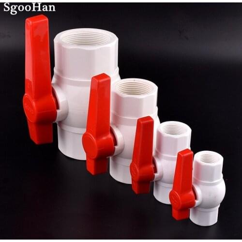 1PC White 1/2 ~ 2 Inch Female Thread UPVC Pipe Ball Valve Aquarium Fish Tank Drainage Joint Water Pipe Valve Big Size Available