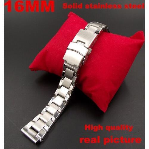 1PCS High quality 16MM Solid Stainless Steel links Watch band Watch strap silver color-110701