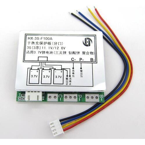 12.6V Lithium Battery Protection Board 3 Series 11.1V Polymer 12V 100A Split Band Equalization