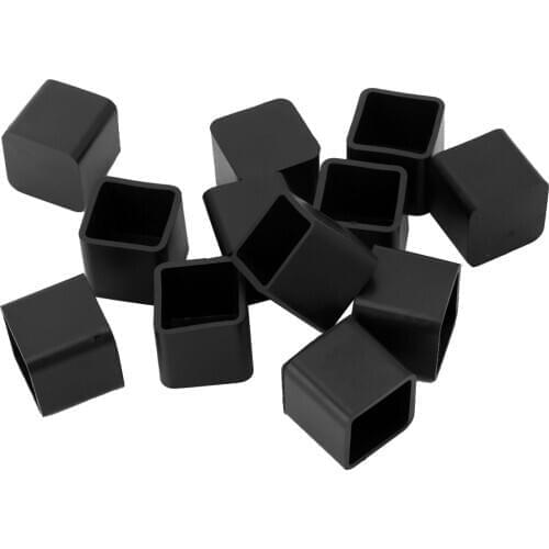 12Pc Square Rubber Feet Cups Table Chair Leg Protect Caps Durable Anti Slip PVC Pads Furniture Legs End Tips Covers Floor Guards