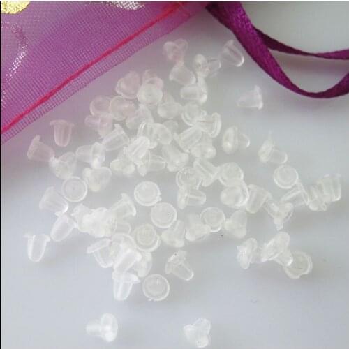 1000Pcs Transparent Bullet Rubber Earring Back Stopper Finding 3x4mm