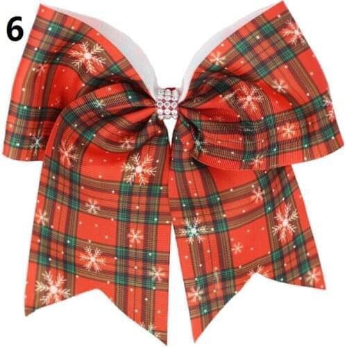 20piece NEW 7inch Christmas Cheer Bow With Elastic/clip Hair Band Print Ribbon For Kids Girls Xmas Hair Bows Hair Accessories