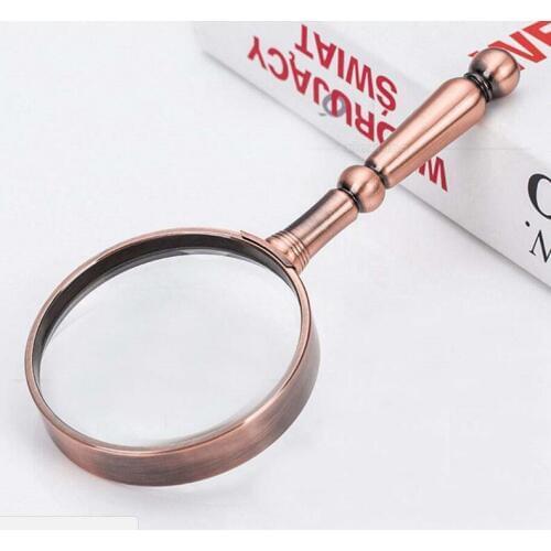 6X Handheld Metal newspapers Reading Magnifier 6 times magnifying glass antique jade observation testing for old Man or children