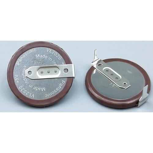 2pcs/lot Panasonic VL2020 Rechargeable Battery With Legs 180 degrees Lithium Button Cell Batteries VL 2020 for BMW Remote Key