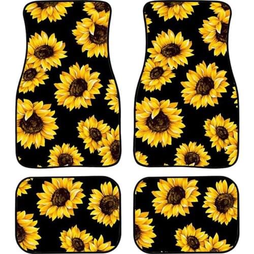 Aimaao Sunflower Car Mat Universal Fit Floor Mats - Heavy Duty Non Slip Dirty Resistant Automotive Accessories For VW Ford