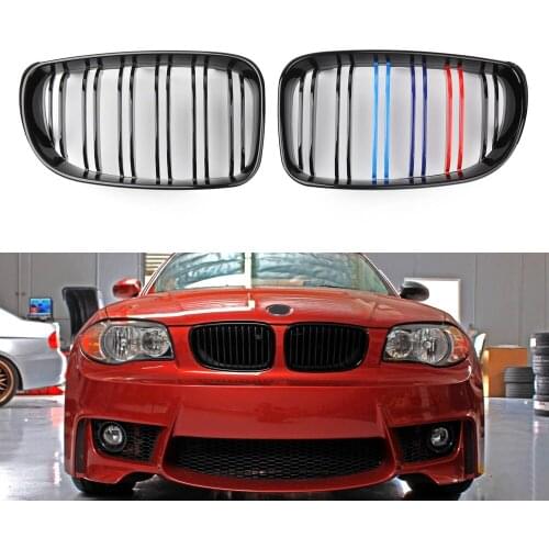 Car Styling Dual Slats Front Kidney Grill Racing Grills Replacement For BMW E81 E87 E82 E88 120i 128i 130i 1 Series 2007-2011