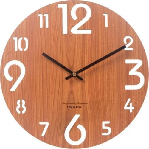 Wooden 3D Wall Clock Modern Nordic Brief Living Room Decoration Kitchen Clock Wall Watch Home Decor 12 Inch