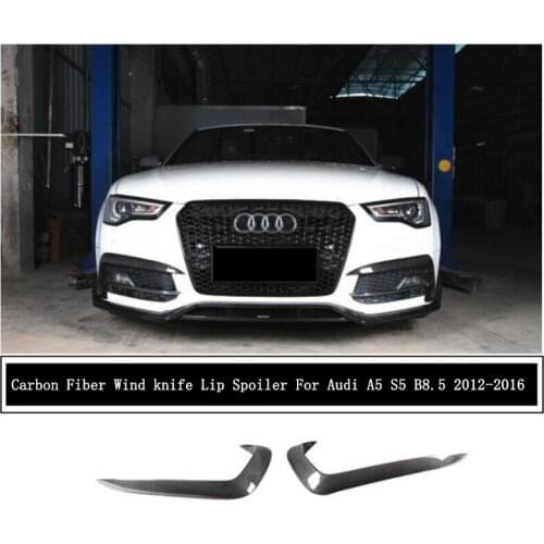 For Audi A5 S Line S5 B8.5 2012-2016 Carbon Fiber Wind knife Front Diffuser Fog Lamp Cover Lip Spoiler Skirt kit Car Accessories