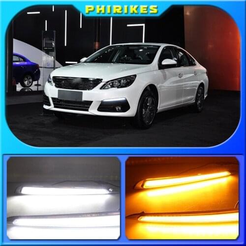 2Pcs Daylight For Peugeot 308 2016 2017 DRL Daytime Running Lights fog lamp cover headlight 12V Daylight