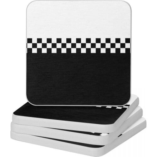 Two Tone Mod Ska 60s Retro Black White Diatomite Square Round Shape Coaster Water Absorption Cup Bonsai Mat Soap Pad 10x10cm