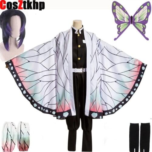 Adult and kids Demon Slayer Kimetsu no Yaiba Kochou Shinobu Cosplay Costume Women girls Kimono Uniforms Halloween Carnaval Party