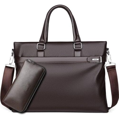 Classic Business Briefcase for Men Office Work Laptop Handbag Soft Leather PU Male Computer Satchel Shoulder Messenger Bags