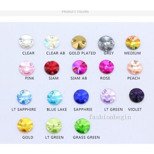 All sizes 2holes Diamante Assorted Glass stone Round Rivoli Sew on crystal flatback Rhinestones jewels for Garment sewing Beads