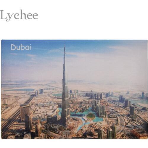 Lychee Dubai Fridge Magnet Creative Landscape Refrigerator Magnetic Sticker Home Decoration Travel Souvenir