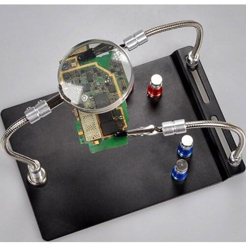 Magnetic Circuit Board Holder Helping Hands Soldering Third Hand with Magnifier