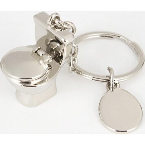 Cute Mini Toilet Forever Keychain Metal Key Chain Keyring Keyfob Creative Gift