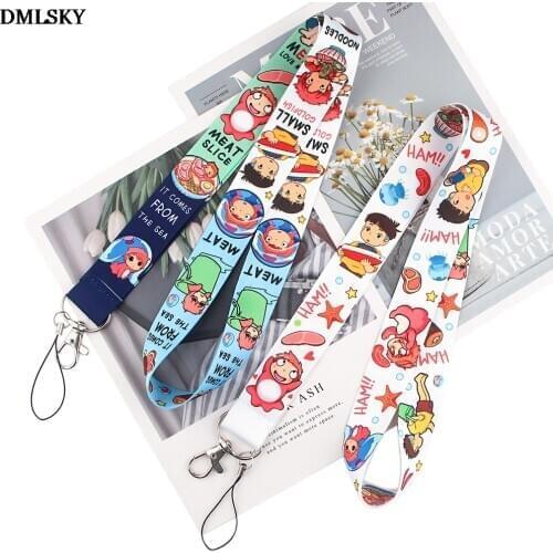 DMLSKY Anime cute Ponyo Phone Lanyard Cool Lanyards for Keys Phone Rope Keychanis Keyring Neck Straps Phone Accessories M4686