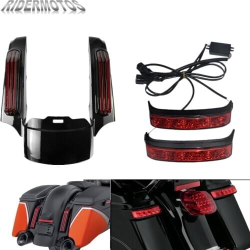 Motorcycle SaddleBag Led Rear Turn Lamp Run Brake Light &Rear Fender Extension Fascia Set For Harley Touring FLHX FLHR 2014-2020