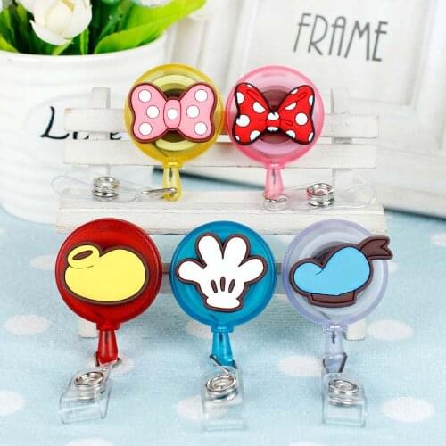 Cartoon Bowknot & squirrel Animals Nurse Doctor Students Retractable Pull Badge Reel ID Lanyard Name Tag Card Badge Holder Reels