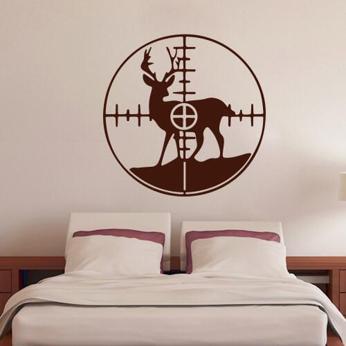 Deer In Crosshairs Die Wall Sticker Bedroom Living Room Animal Forest Jungle Deer Hunt Hunter Wall Decal Children Room Vinyl
