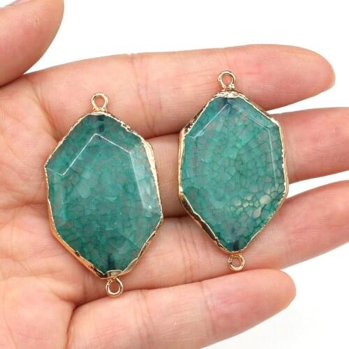 Natural Stone Connector Section Rhombus Exquisite Dragon Stripe For Jewelry Making DIY Necklace Bracelet Accessory