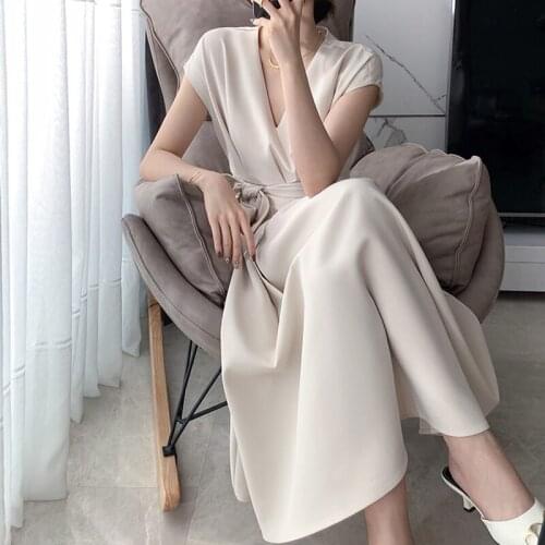 4XL New 2021 Elegant Summer Long Dress For Women V-Neck French Style Party Club Korean Office Ladies Work Midi Dresses Plus Size