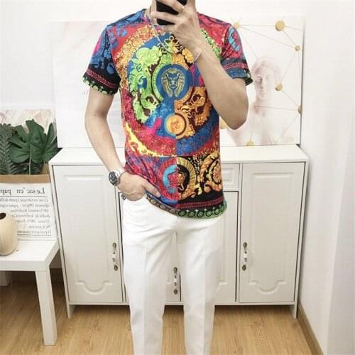 New best-selling striped short-sleeved shirt T-shirt high-quality 3D high-end printing leisure short-sleeved luxury T-shirt