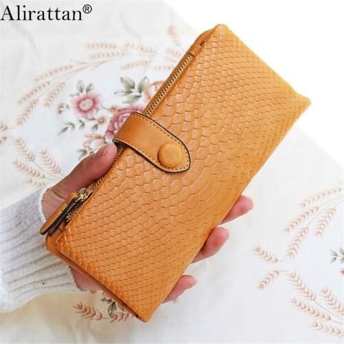 Alirattan New PU Leather Clutch For Women 2021 Designer Fashion Wallet Coin Purse Lady Python ID Card Pack Credit Card Pack