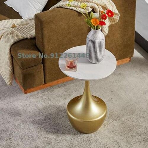 New Light Luxury Rock Board Edge Table Nordic Modern Simple Creative Round Table Sofa Edge Table Net Red Corner Table Bedside Ta