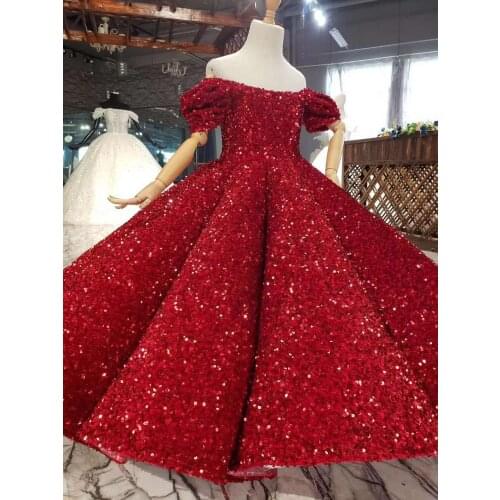 Girlss Princess Dresses Ball Gown Birthday Party Evening Dress Wedding Host Catwalk Show Lace Sequins 2020 [8261]