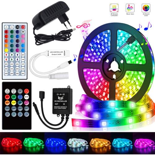 RGB LED Strip 2835 5050 Flexible Ribbon Light Tape Diode Strip DC12V Bluetooth-compatible Music Control For TV Backlight Decor