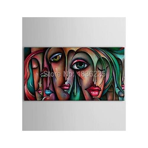 Hand painted Canvas Modernism Abstract fashion Girls colorful face Art Painting for Living Room Bedroom Decor Paintings Wall