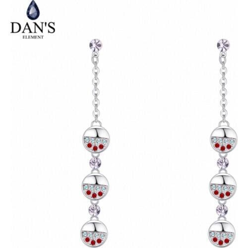 DANS ELEMENT Silver Color Crystal Earrings Fashion Jewelry Stud Earrings For Women Top Quality Wholesal #134547