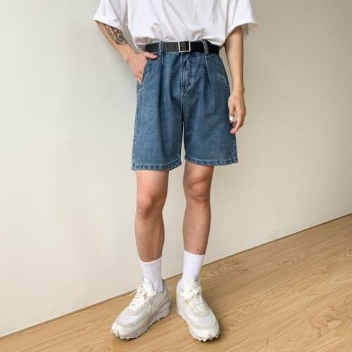 Men Summer Japan Harajuku Korean Style Loose Casual Thin Denim Harem Shorts Man Short Jeans Pant Streetwear Vintage Shorts Male