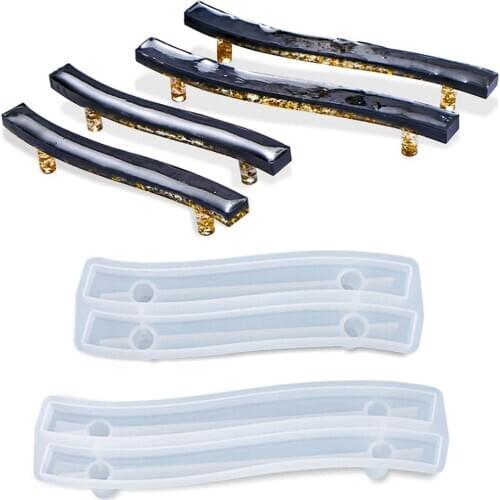 Tray Handles Silicone Molds Epoxy Resin Molds for DIY Coaster Handles Curved with 2 Sizes for Serving Board Platter Fruit Plate