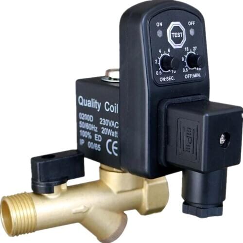 DC24V AC220V/380V 1/2" Automatic Timer Compressor Condensate Drain Timer Solenoid Valve